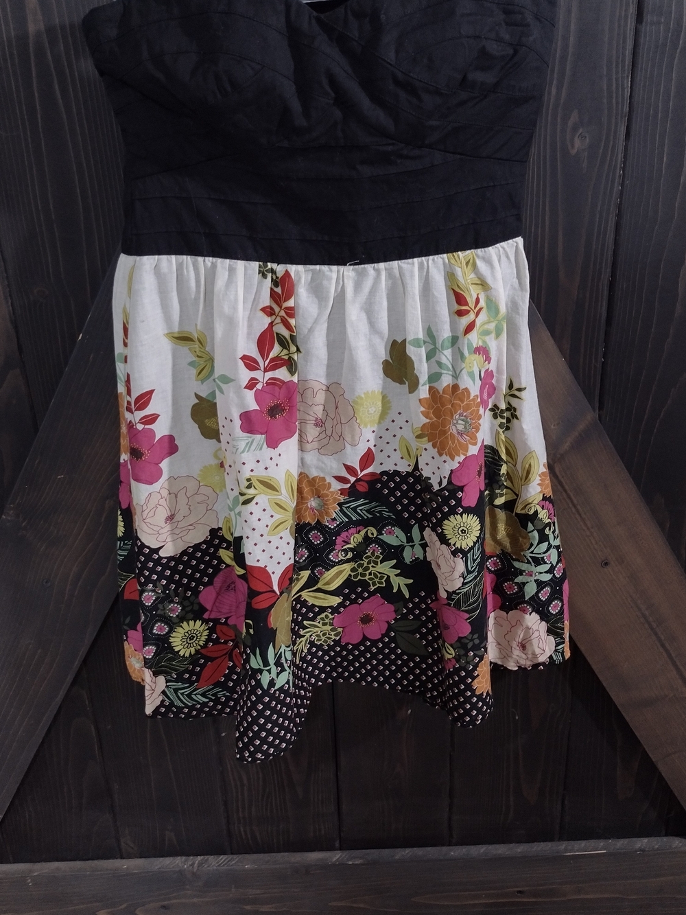 Trixxi Black and Floral Midi Dress